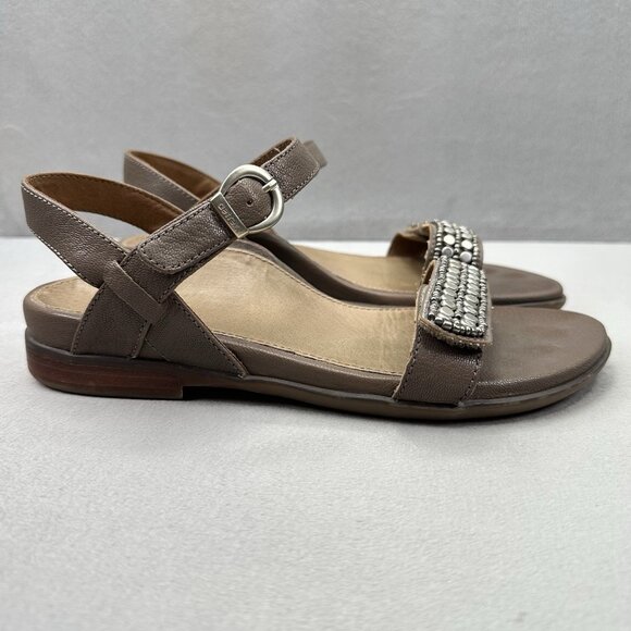Aetrex Shoes - Aetrex Rylie Womens Size 7 Slingback Quarter Strap Sandals Brown Studded Leather